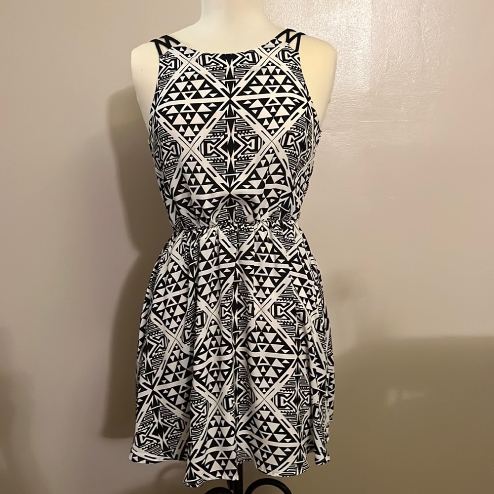 Lush black and white mini dress